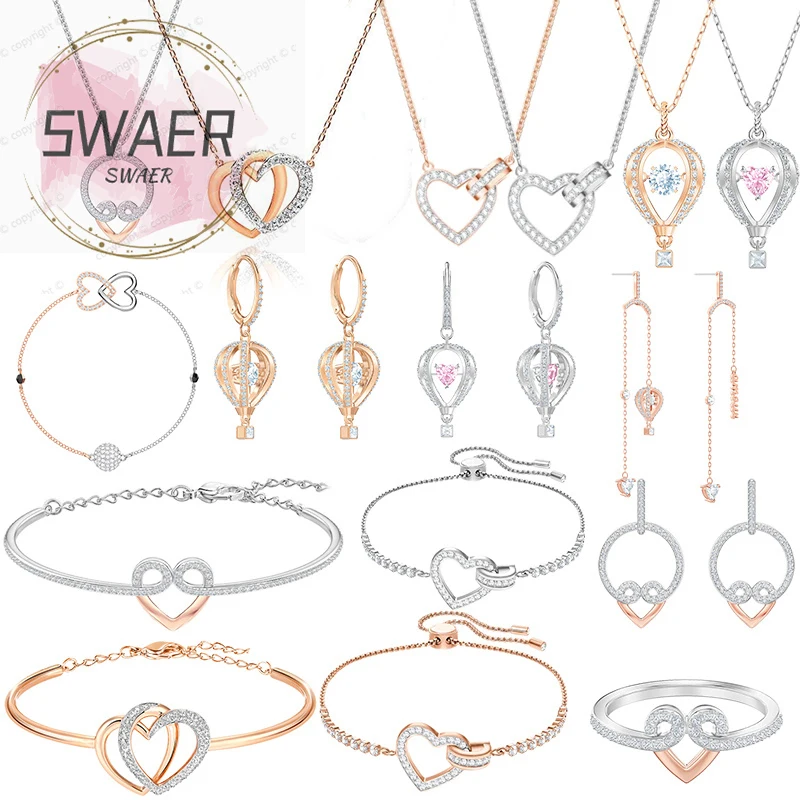 

Sware 2022 New Year Gift Ladies Necklace Trend Austrian Crystal Jewelry Hot Air Balloon Love Necklace Fashionable Jewelry Set