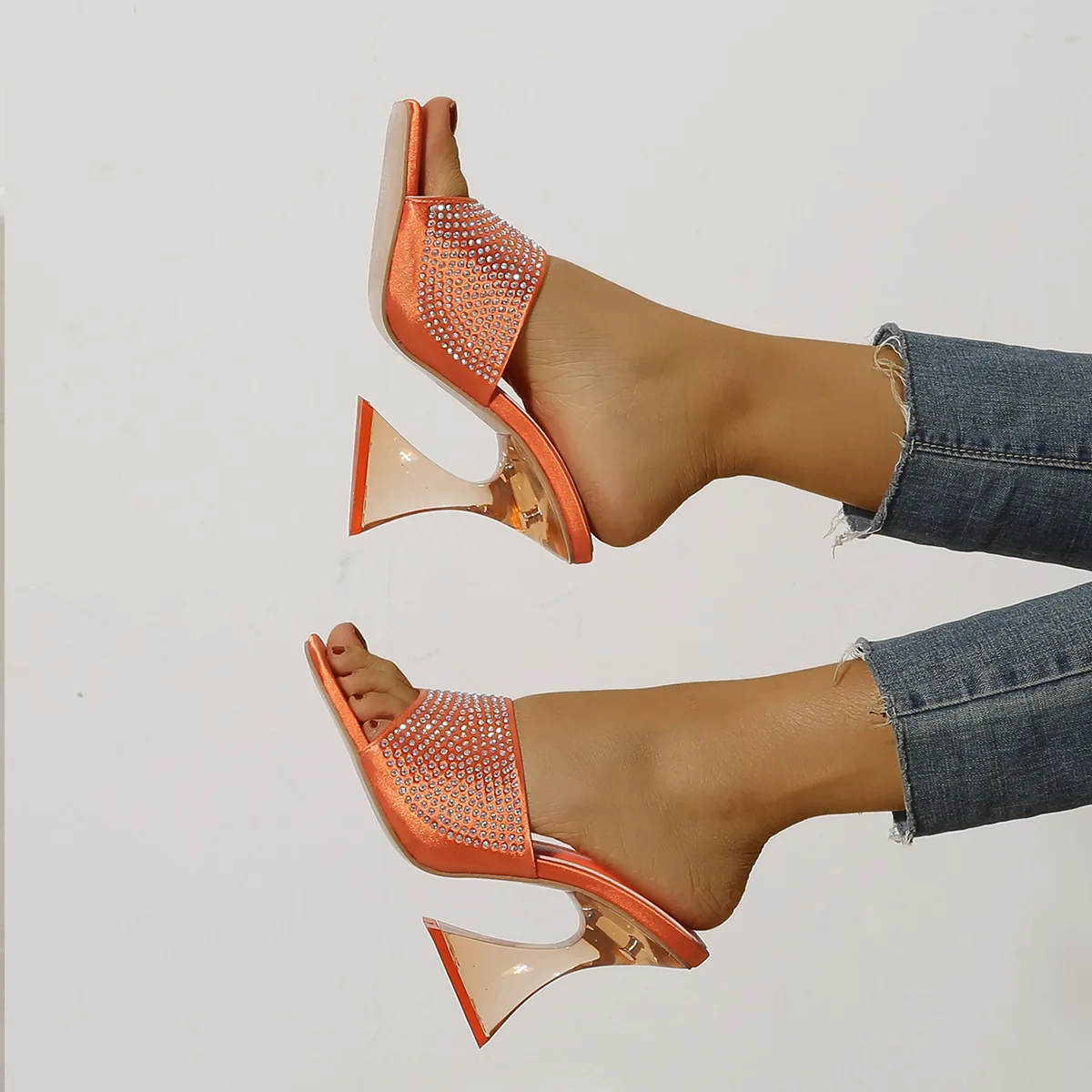 

Summer Women Pumps Square Toe Mules Sexy High Heels Sandals Female Fashion Shoes