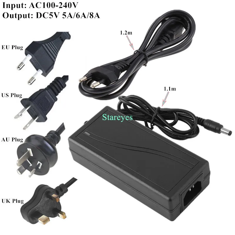 1 шт. адаптер питания для светодиодсветильник ленты 5 в пост. Тока 2 А 3 4 а 6 8 10 |