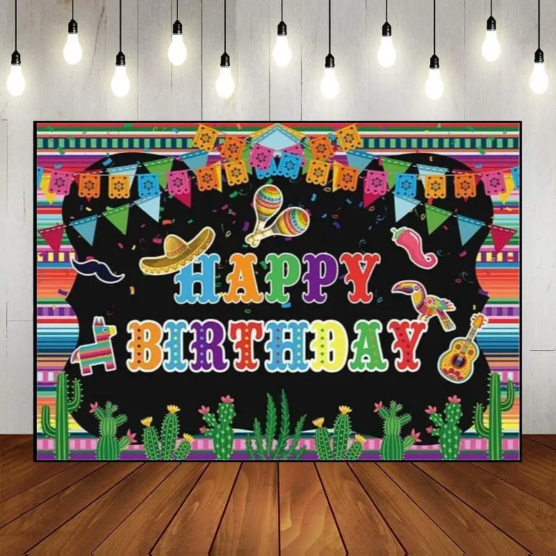 Фон для фотосъемки баннер красочная вечеринка стена с днем рождения Мексика