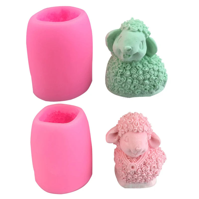 3D Little Sheep Candle Mold Manual Soap Silicone Mold Cake Chocolate Decoration Mold Diy Candle Making Kit Aroma Candles Form