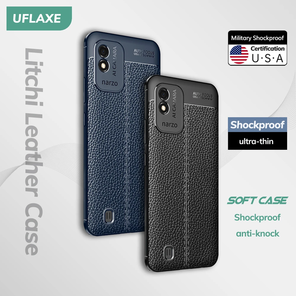 UFLAXE Original Shockproof Case for Realme Narzo 50 / 50 Pro 5G / Narzo 50i / 30A Soft Silicone Back Cover TPU Leather Casing