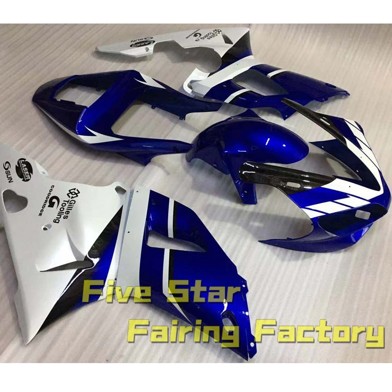 

Комплект обтекателей для мотоцикла Yamaha YZFR1 2000 2001 YZF R1 YZF1000, литьевая форма для кузова, синий, белый, Высококачественная оболочка