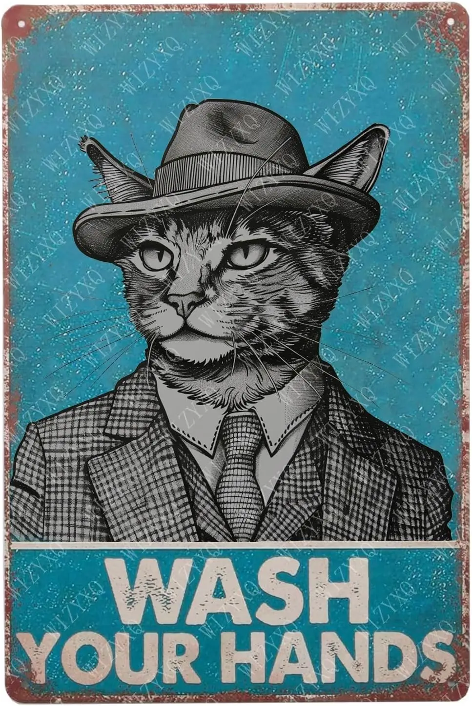 Metl Sgns Wsh Your Hnds L Hu Ct Sgn Vntge lumnum Tn для дома Br Lvng Room Grden Yrd Bthroom Wll Decor 12x8 nch