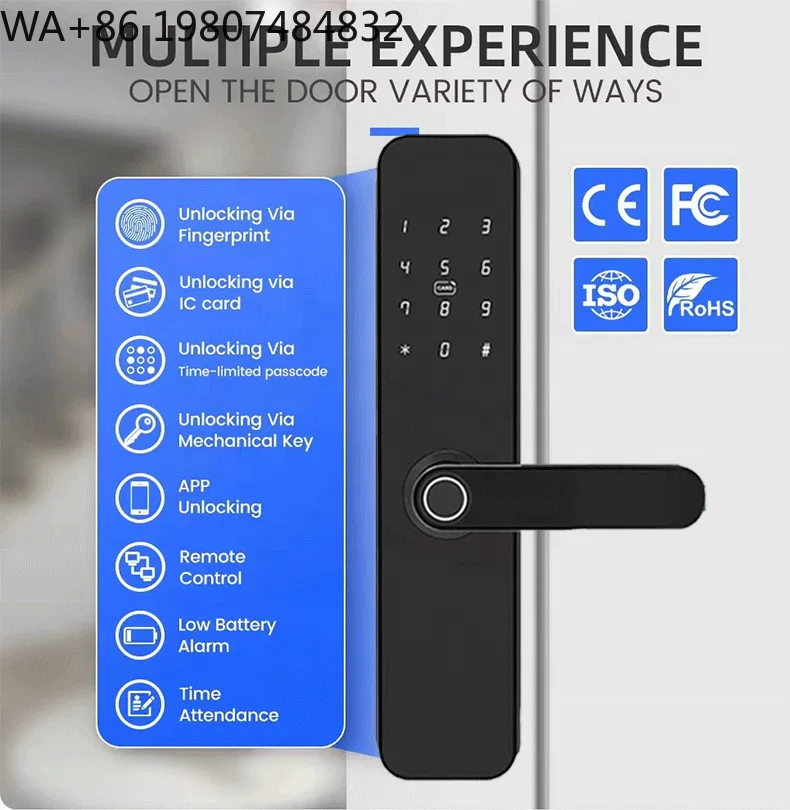 Умный дверной замок с голосовым управлением Alexa, Wi-Fi, удаленным доступом, отпечатком пальца и паролем для Airbnb, апартаментов и зданий, с защитой от взлома (art.: 3920dc1009a79) - 3920dc1009a79