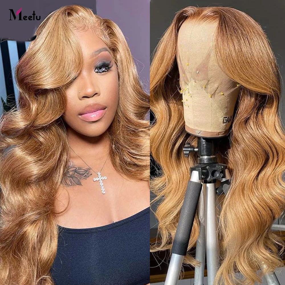 #27 Honey Blonde Lace Front Wigs 250 Density Human Hair Wig 28 30 Inch Body Wave Wig 13x4 Colored Lace Front Human Hair Wigs