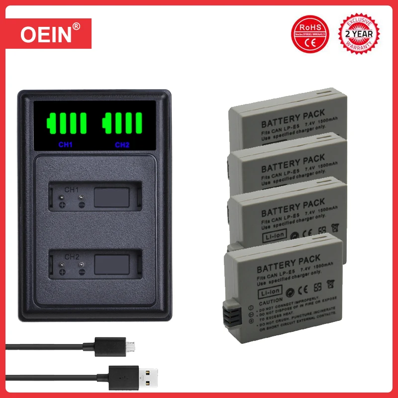 Аккумулятор LP-E5 LPE5 для цифровой камеры Canon EOS Rebel XS T1i XSi 1000D 500D 450D Kiss X3 X2 F