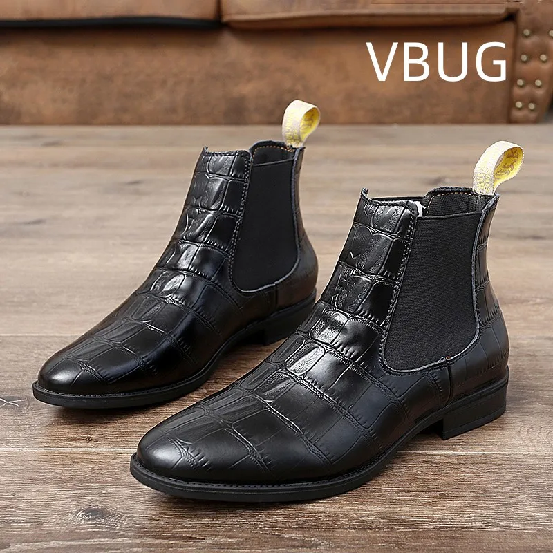 

Men's Boots British Style Leather High Top Big Size Outdoor Pointed Toe Flat Heel Breathable Casual Spring and Autumn Main Push