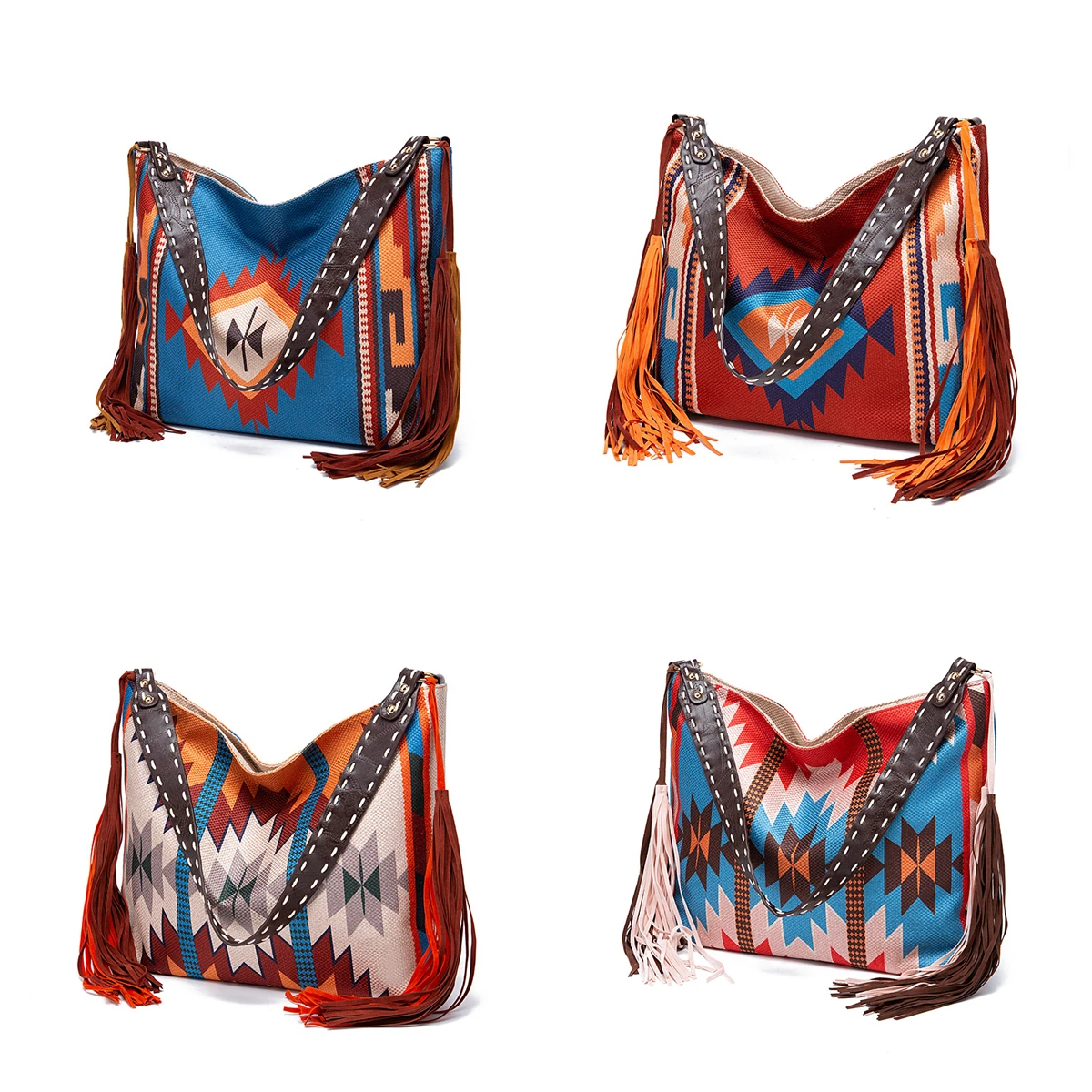 

Вместительная женская сумка-тоут из хлопка и льна, дизайнерская плетеная Сумочка на плечо с кисточками в богемном этническом стиле, Женская дорожная сумка