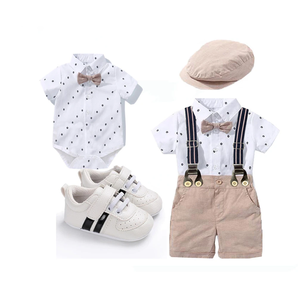 Baby Clothes Set Newborn  Boy  Wedding Gentleman   Boys Birthday Suit  Romper with Suspender Pants