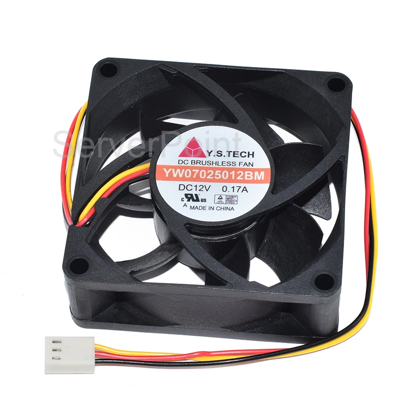 Подлинный новый YW07025012BM DC 12V 0.17A три провода 70x70x25 мм квадратный охлаждающий вентилятор