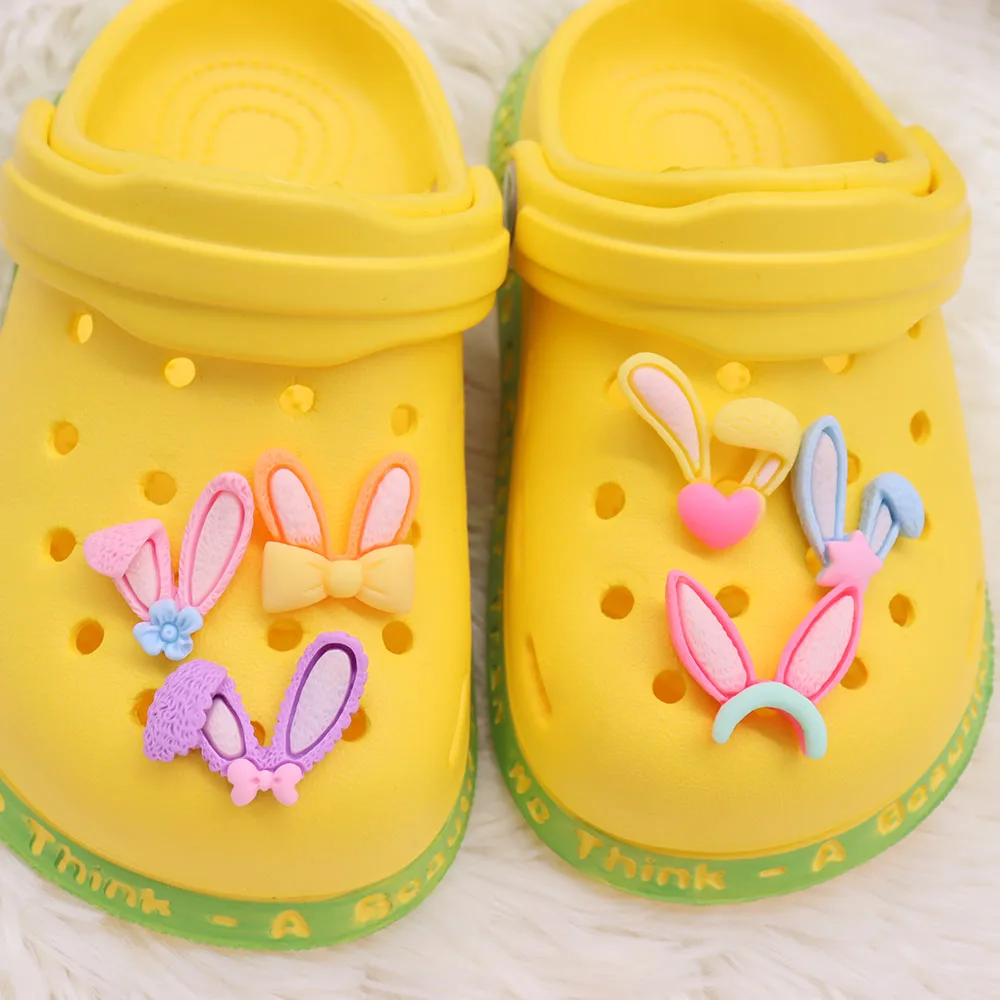 

Mix 50PCS Resin Cartoon Kawaii Animals Rabbit Ears Bow Flower Star Heart Garden Shoe Accessories Buckle Croc Jibz For Kid Gift