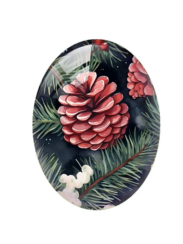 10 шт./партия Рождественский зимний цветок овальный фото стекло кабошон с плоской