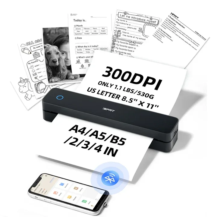 Портативный термопринтер GlowMart A4 Bluetooth разрешение 203 точек на дюйм мини-мобильная