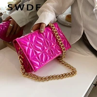 swdf new luxury brand metal chain shoulder bag for women handbag clutch purses 2022 new designer shiny evening tote high quality