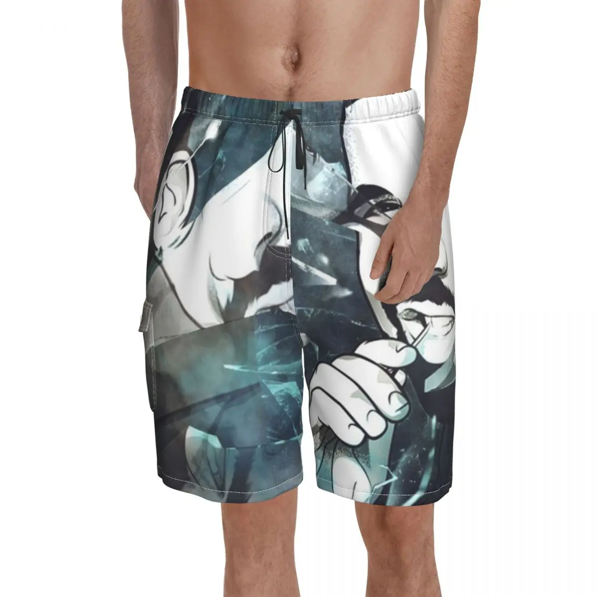 

Drake Cartoon Album Cover Board Shorts cool guy rapper art music hippop Beach Short Pants Elastic Waist Pattern Swimming Trunks