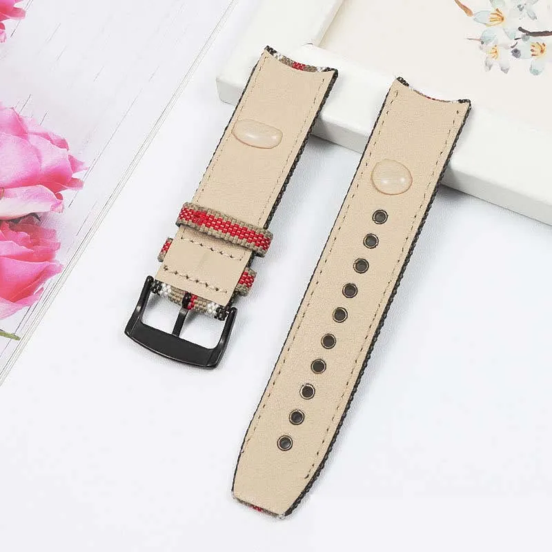 WatchbandFor BU7600 BU7680 Nylon Canvas Watch straps Men's Quartz Accessories with Butterfly Buckle Burber-ry Arc end bracelet