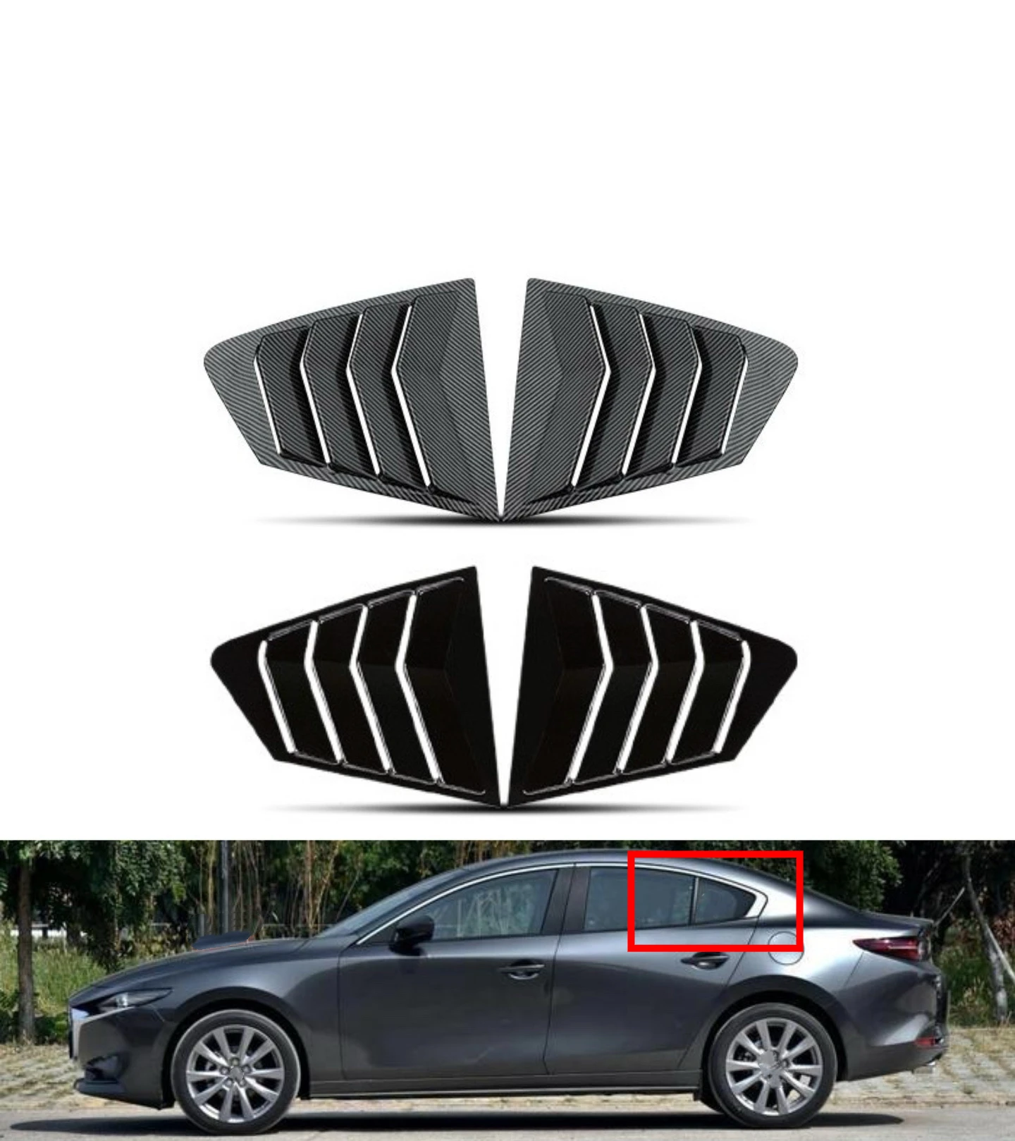 Для Mazda 3 Axela Sedan 2020 2021 2022 Автомобильная задняя жалюзи боковая крышка наклейка