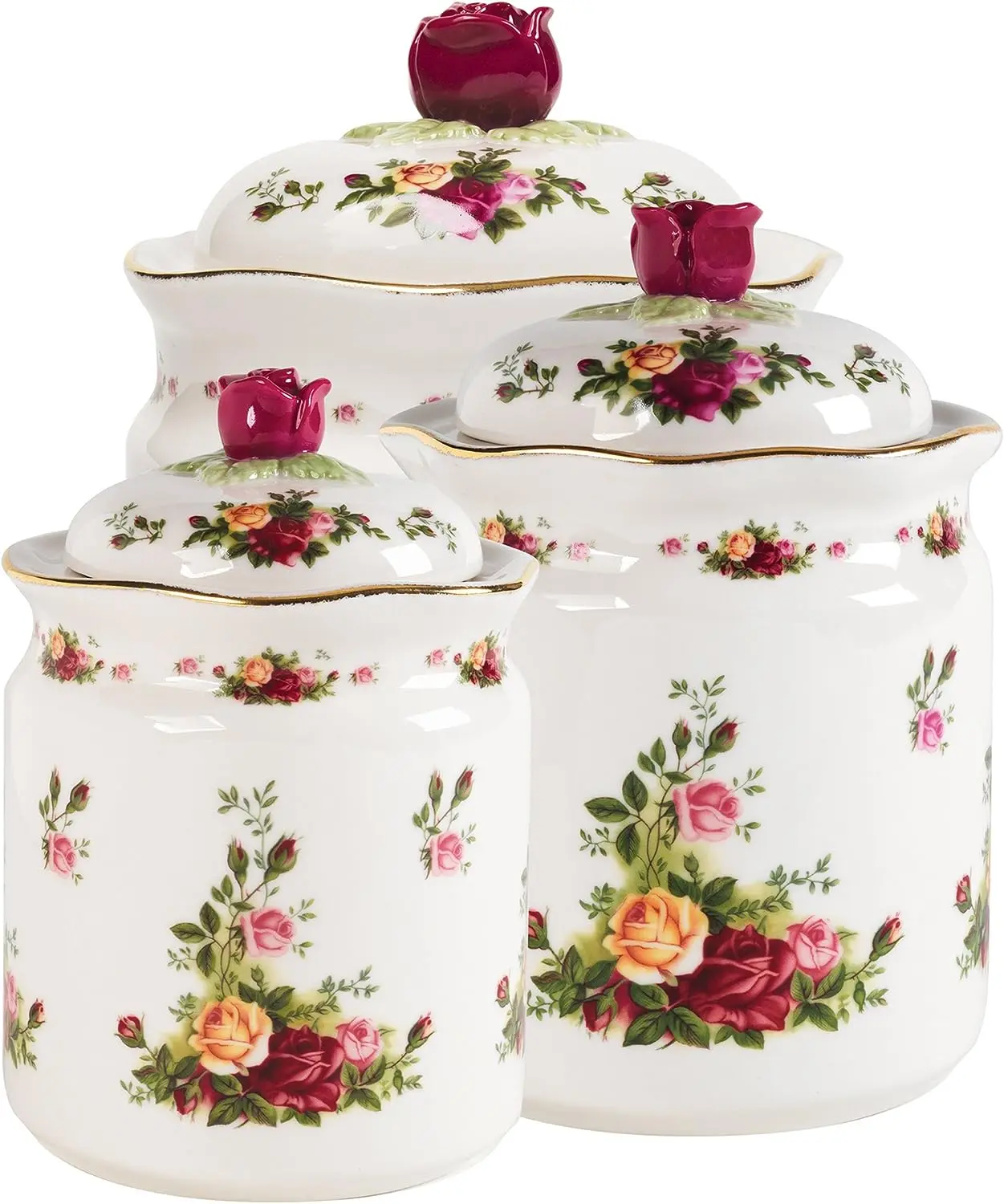 

Old Country Roses Canister Set, (24 oz, 39 oz & 56 oz), Multi