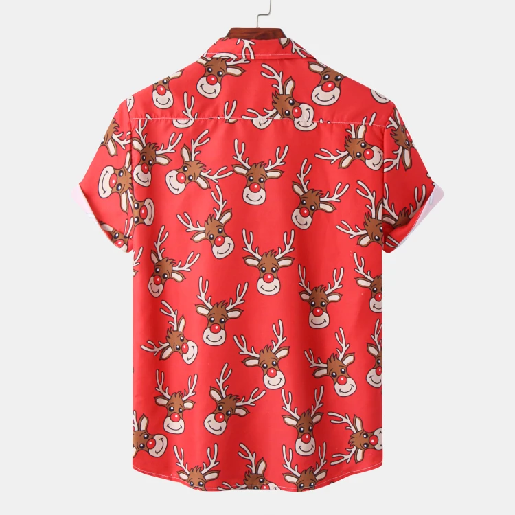 2022 Men's Fun Shirts Hawaiian Print Oversized Shirts Men's Casual Tops Short Sleeve Beach Shirts