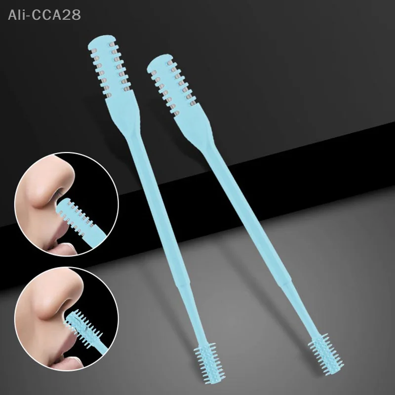 

1Pcs Nose Hair Cleaner Double Head Removal Trimer Brush Stainless Steel Nose Hair Trimming Scissors