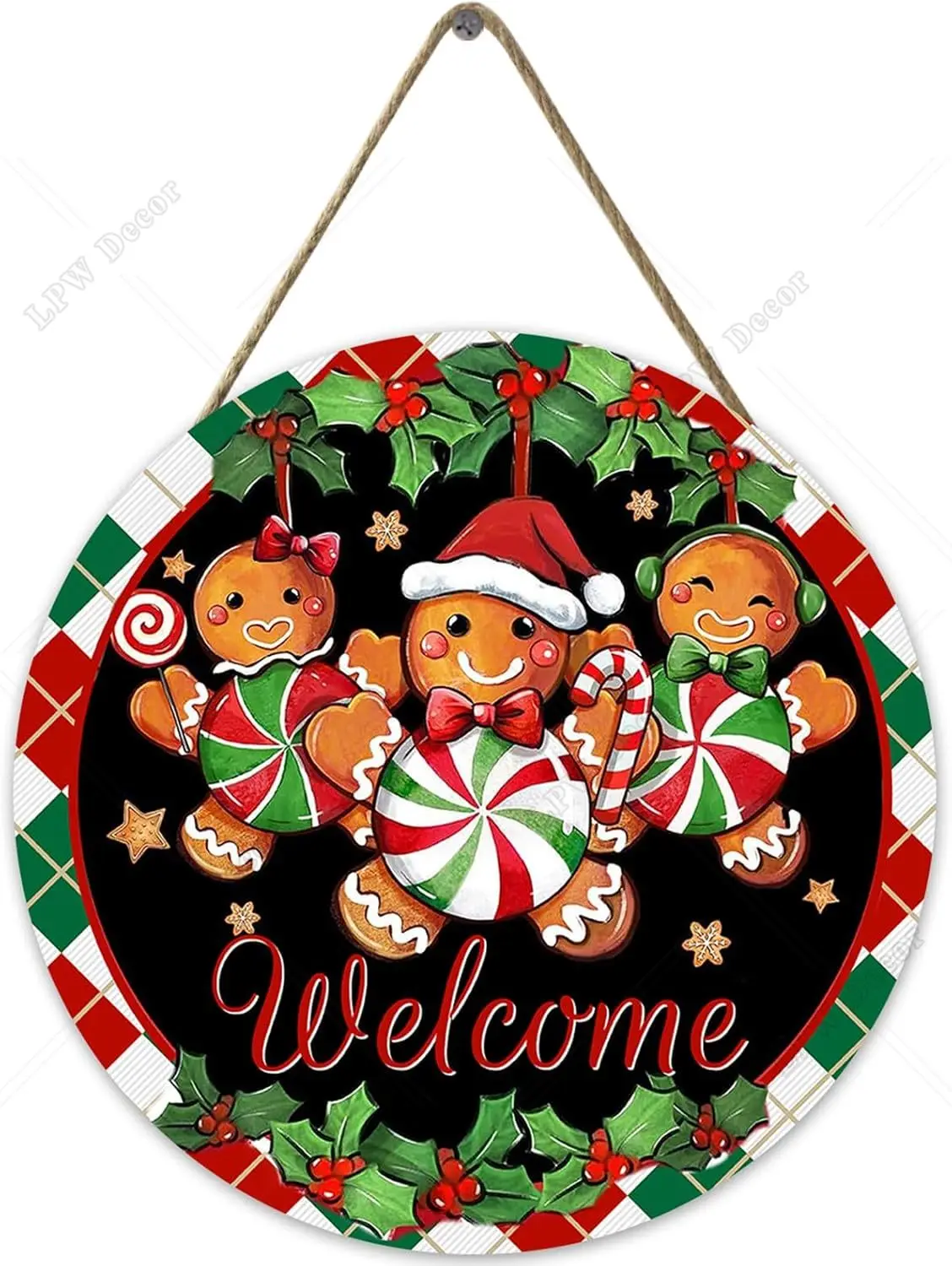 Добро пожаловать Рождественский имбирный человечок значок на входную дверь
