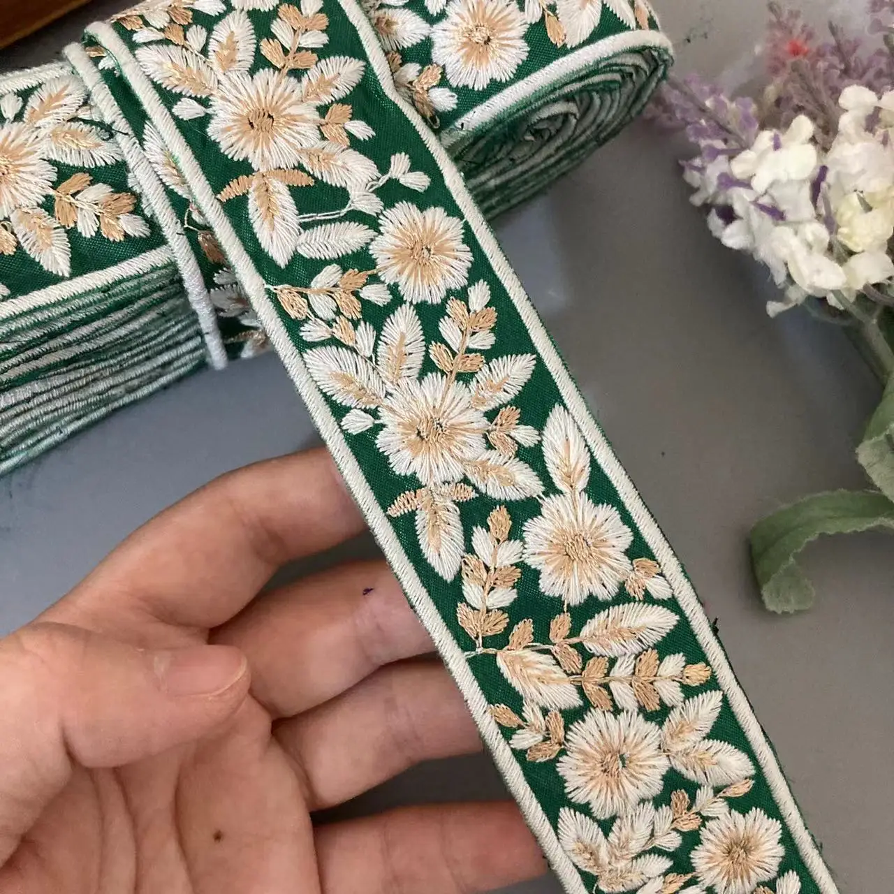 1 ярд ширина 3 6 см зеленая кружевная лента с вышивкой в этническом стиле отделка