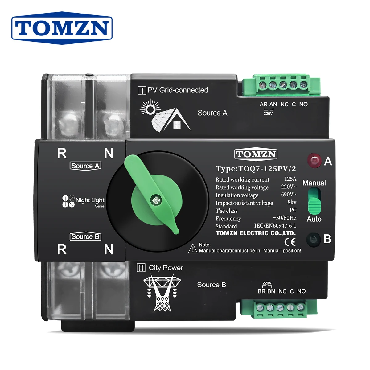 

TOMZN Автоматический электронный переключатель 2P 63A 100A 125A