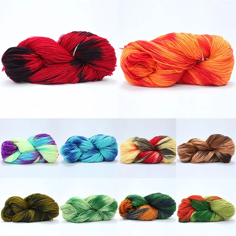 Купи Segment Dyed Yarn Crochet Knitting Yarn Thread Needlework Eco-dyed Colorful Rainbow Thick Yarn Hand Knitted Crochet DIY Supplies за 68 рублей в магазине AliExpress