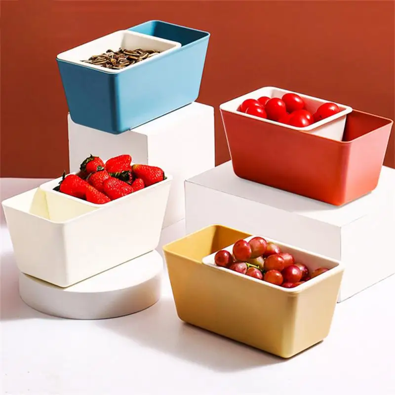 

Snack Plate Double-layer Fruit Plate Lazy Nibbling Melon Seeds Artifact Plastic Dried Fruit Box Household Square Candy Plate