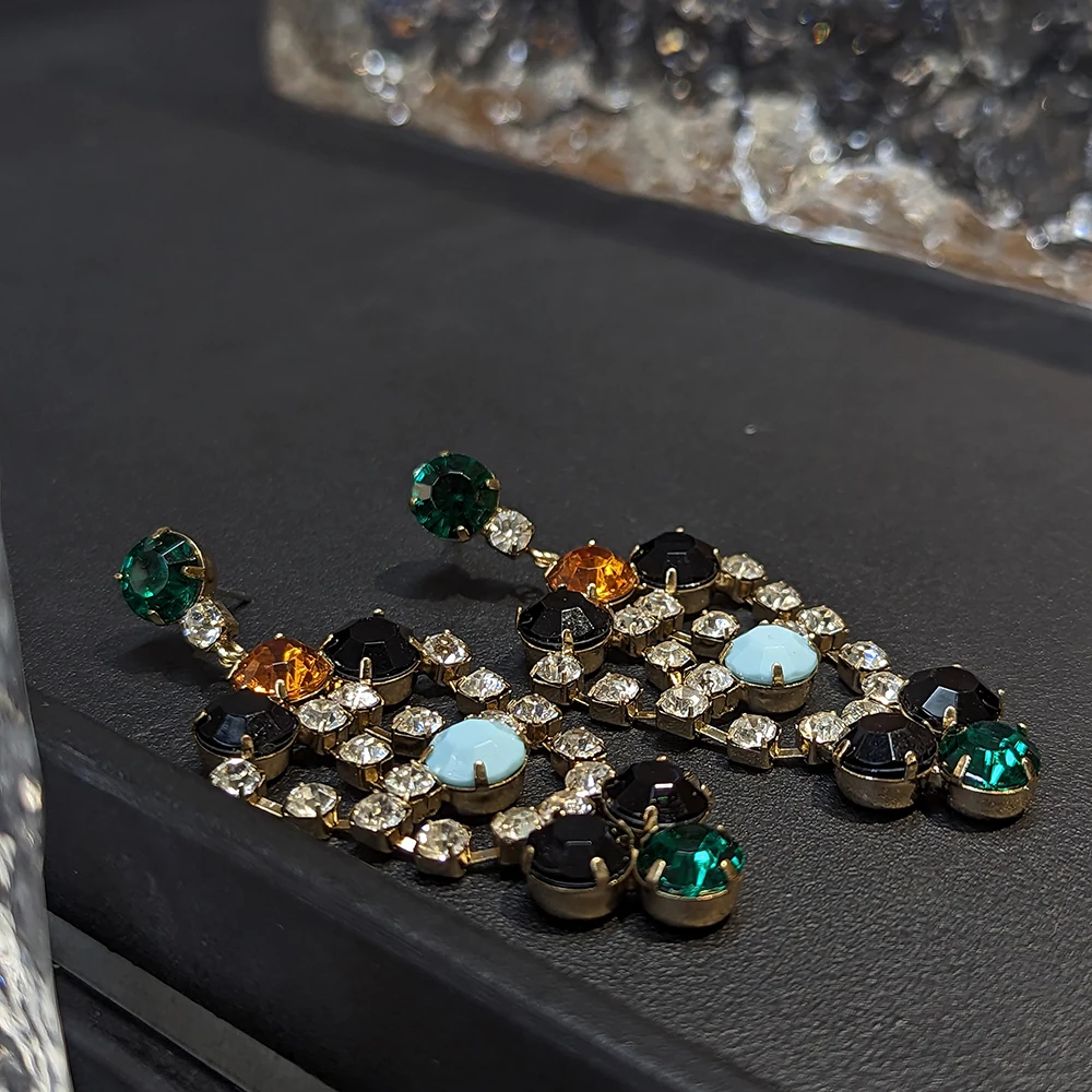 

Amorita boutique Unique colorful round flower pendant earrings