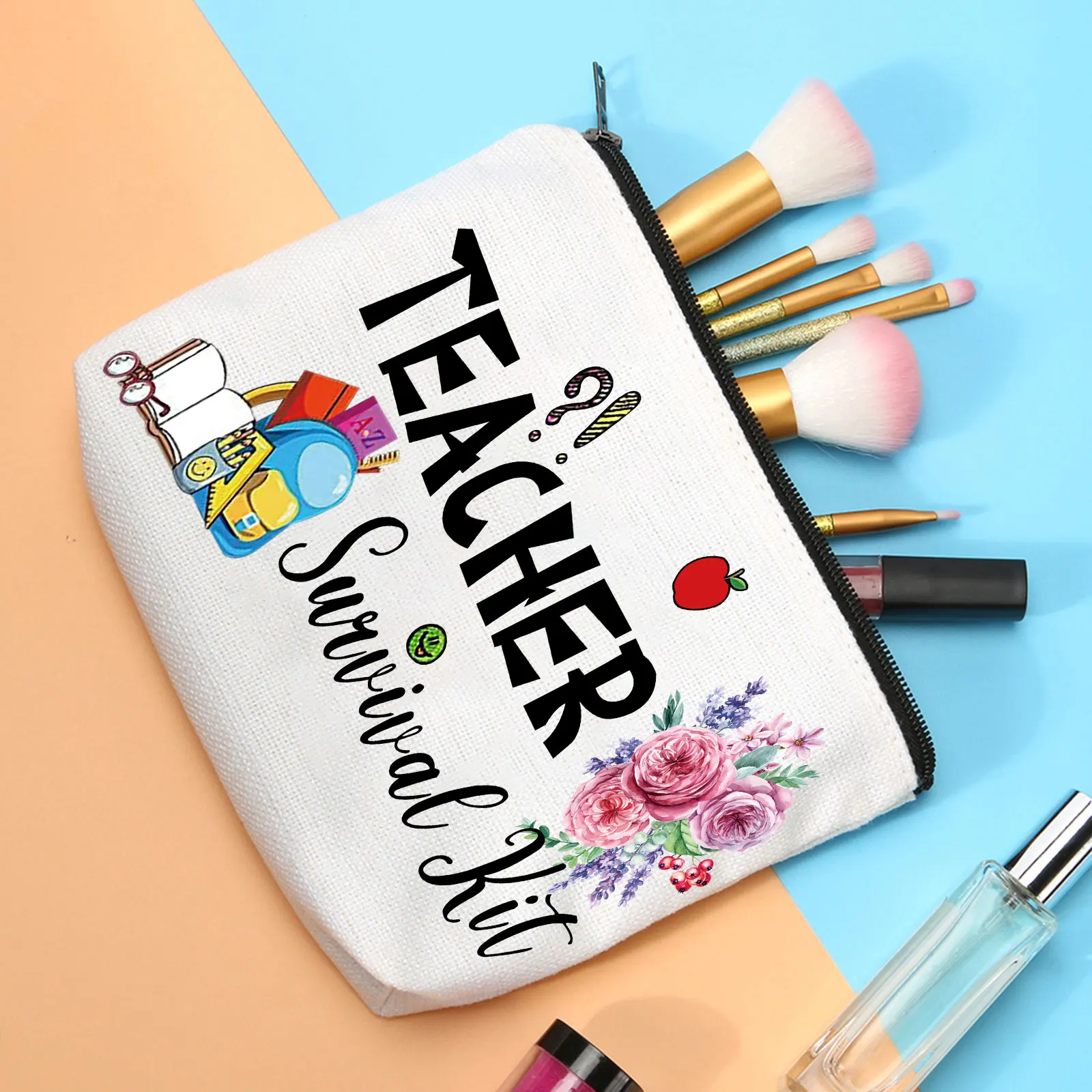 

Cosmetic Bag Friendship Women White Linen Makeup Bag Case Small Zipper Cosmetic Bag Organizer Storage Pouch Toiletry Bags New