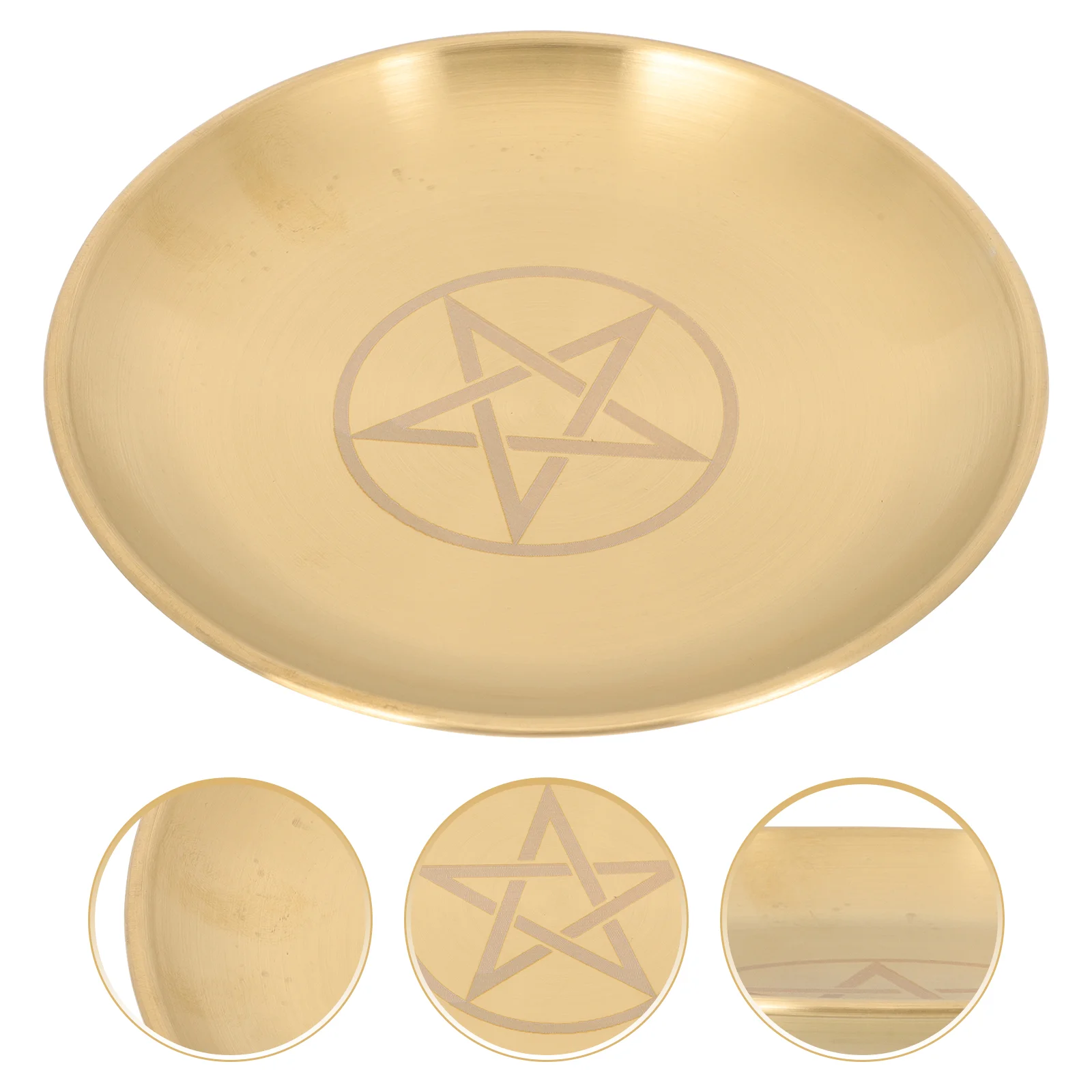 

Tray Plate Holder Altar Pentagram Jewelry Ring Decorative Wicca Dish Metal Storage Copper Suppliesstand Saucer Moon Pillar