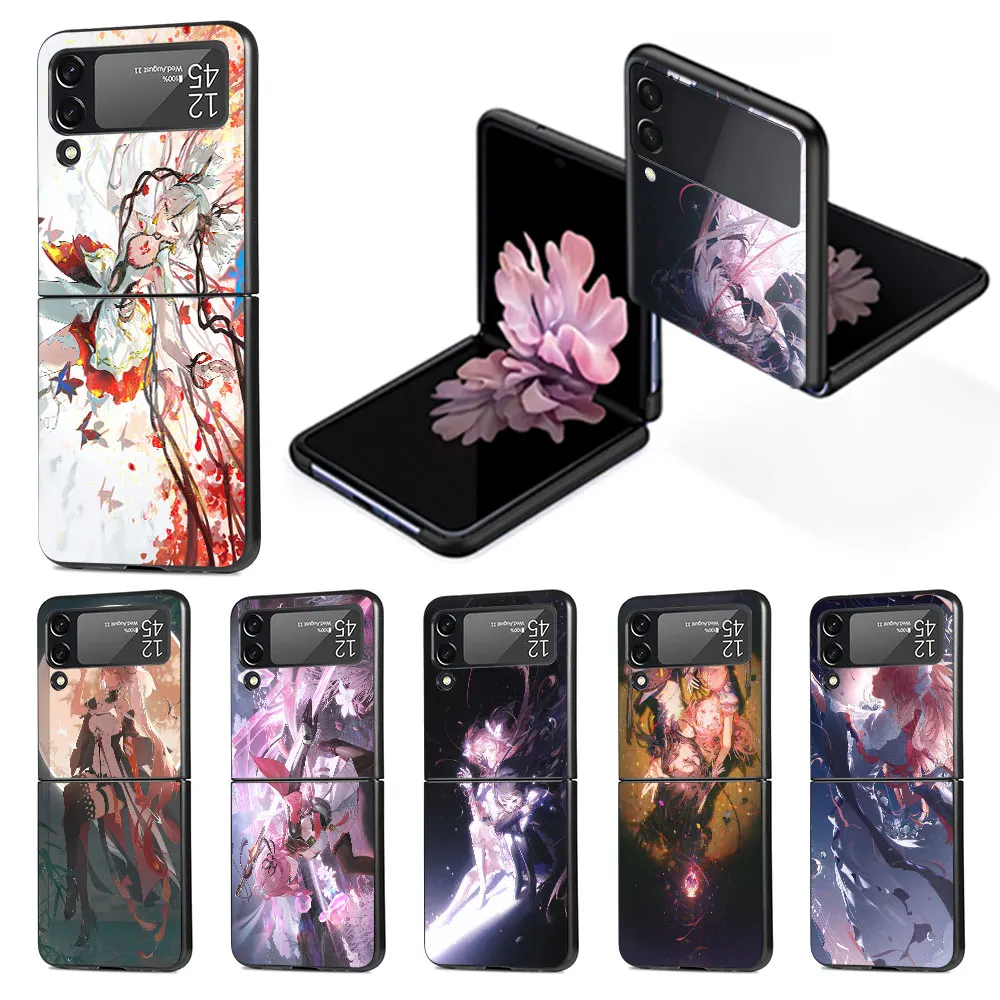 Фото Wuthering волны TaoQi чехол для Samsung Galaxy Z Flip 4 3 5G жесткий черный чехол для телефона Capa Flip4 Flip3 PC Cover Zflip3 Zflip4 Shell №1