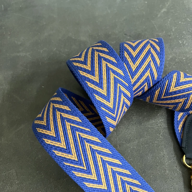 Kelly Buckle Wax Thread Belt Wide Shoulder Belt Woven Bag Belt Single Shoulder Messenger Bag With Round Dot Blue Narrow