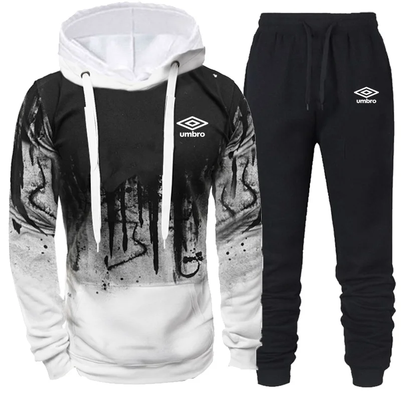 

2023 Autumn Umbro Hooded Sweatshirt Suit Men Women Streetwear Casual Clothing Print Jogging Hoodies+Sweatpants Two Pieces Sets
