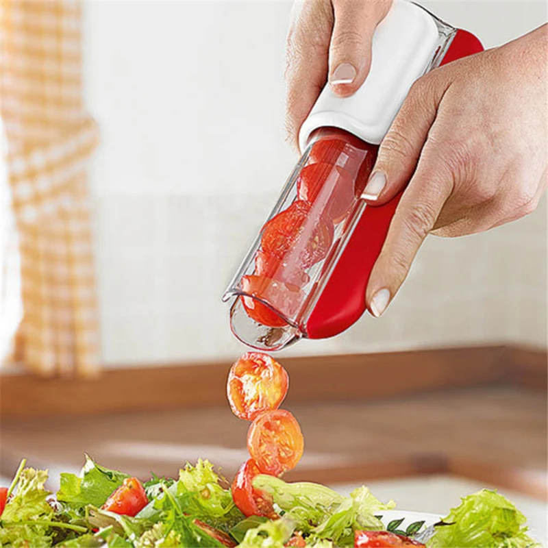 

2022 Stainless Steel Easy Fruit Slicer Tomato Grape Cherry Slicers Cutter Fruit Vegetable Salad Cutting Easy Kitchen Tools