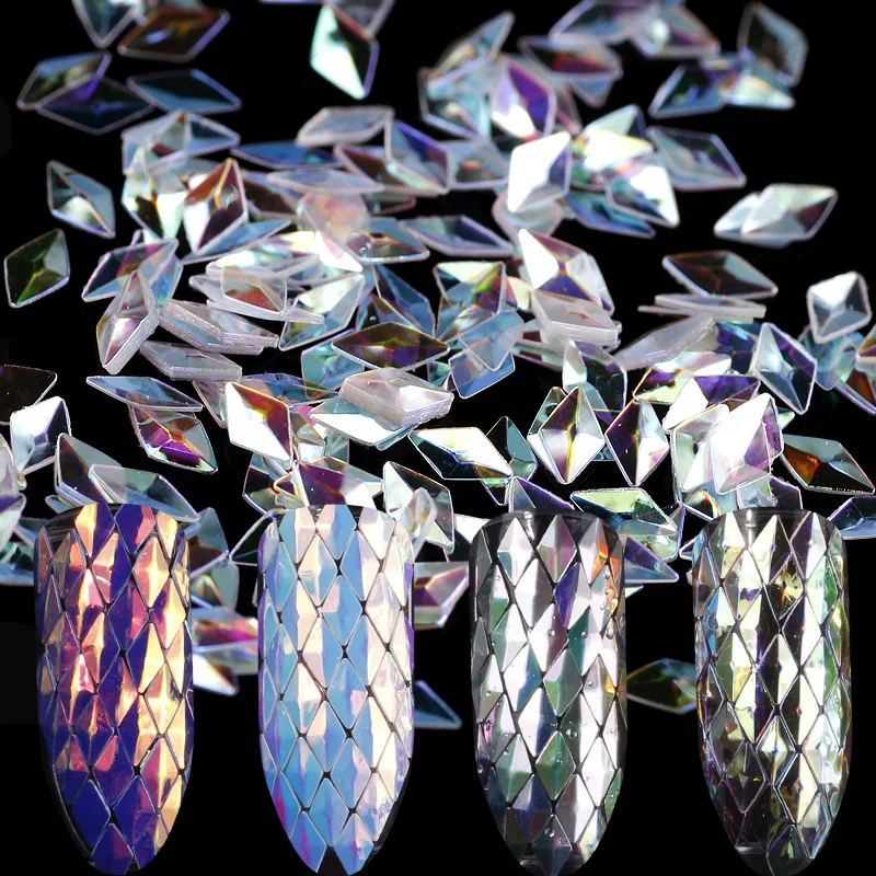 

Laser AB Gradient Colorful Nail Sequins Nail Accessories Rhombus Iridescent Flakes Glitter 3D Nail Art Decorations