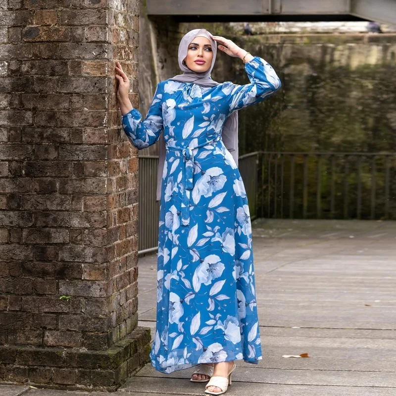 

Muslim Women Dress Arabian Clothing Malay Print Muslim Fashion Dress Abaya Dubai Modest Dress Moroccan Kaftan Vestidos 2022 New