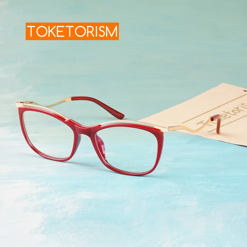 

Toketorism Vintage Blue Light Elegant Women's Eyeglasses Prescription Glasses Frame For Myopia 1702