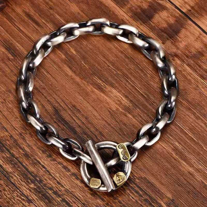 

Мужской серебряный браслет ручной работы, в стиле ретро