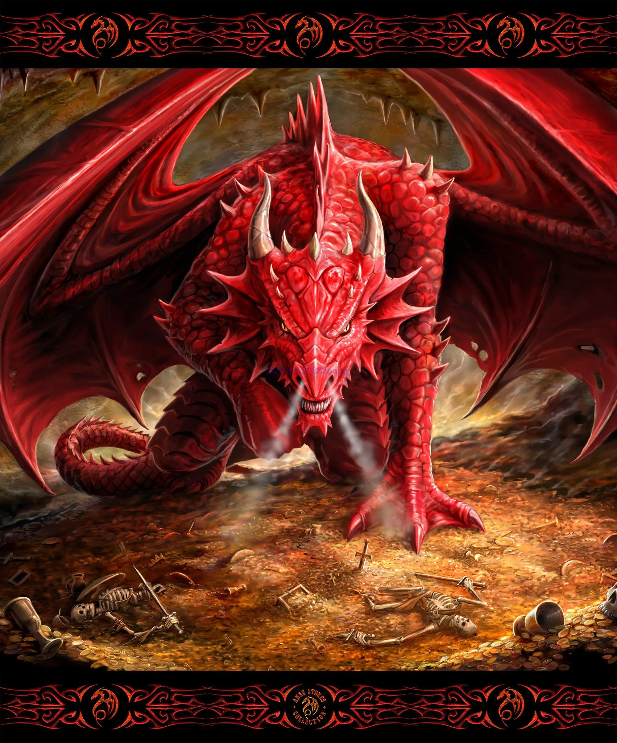 

Anne Stokes Signature Silk Touch Sherpa Lined Throw Blanket, Dragons Lair