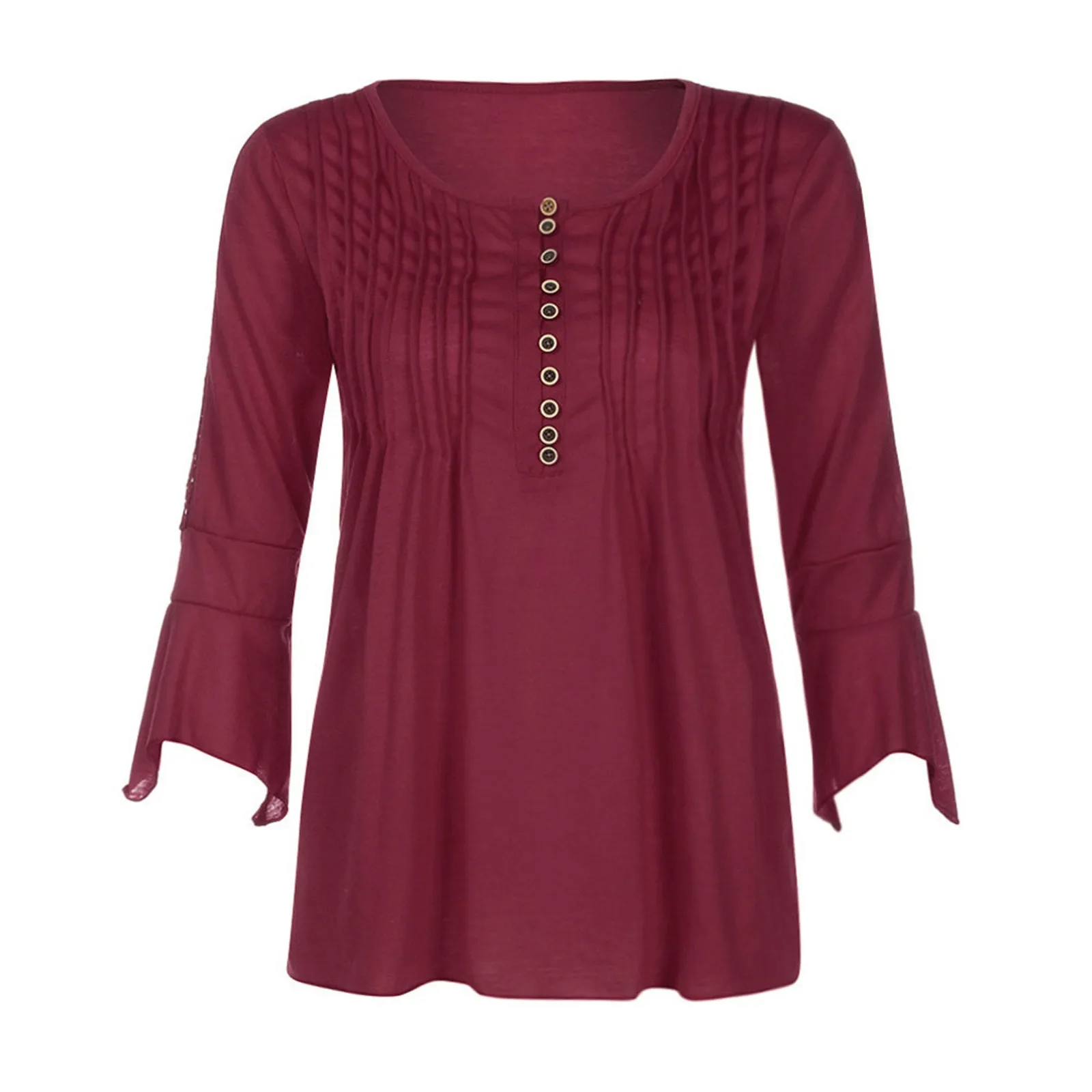 

Женская блузка с рукавом три четверти, Тонкая блузка на пуговицах с V-образным вырезом, рубашка для ношения одежды слоями, футболки для женщи...