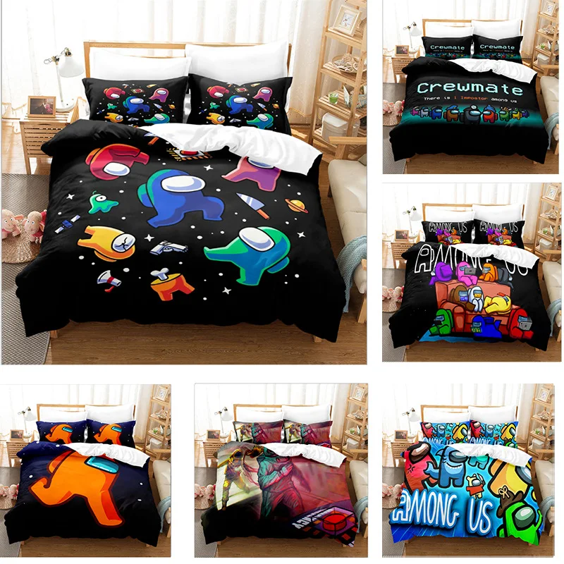 

Among Us Space Werewolf Animation Four Times Student Dormitory Three-piece Quilt Cover Sheet Quilt Cover