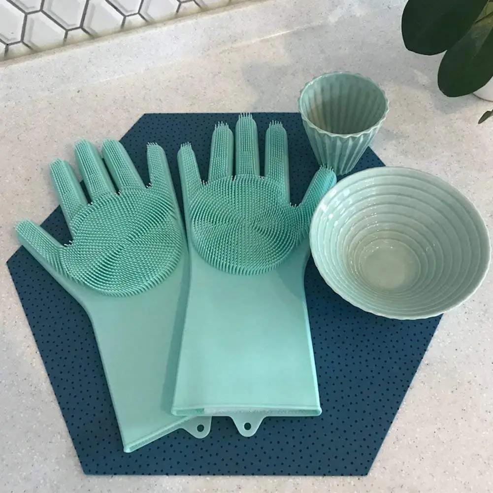 

1 Pair Dishwashing Gloves Useful Food Grade Heat-Resistant for Home Household Gloves Protective Gloves