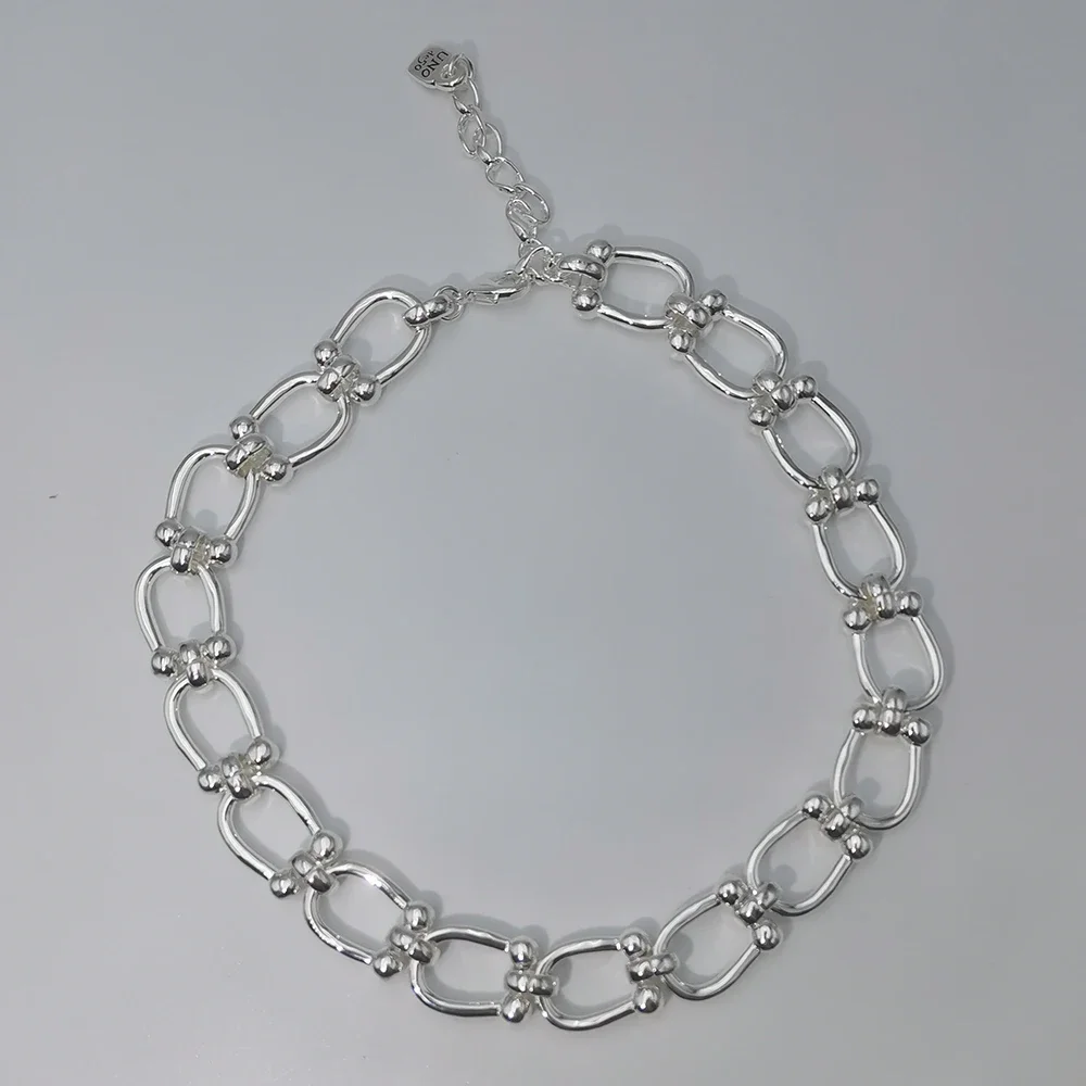 Новинка 2024 креативный дизайн серебряное U-образное ожерелье с пряжкой в форме