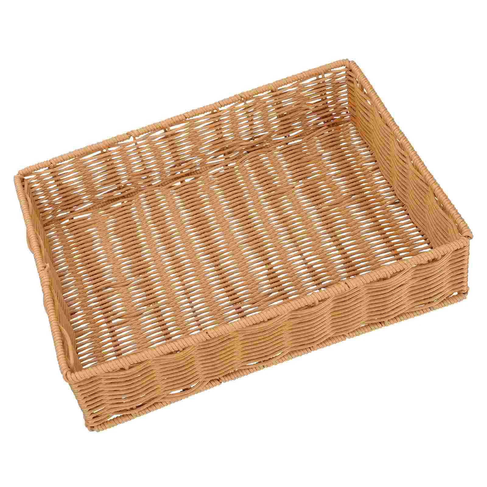 

Basket Storage Baskets Wicker Woven Serving Decorative Hyacinth Organizer Fruit Rattan Tray Bread Food Rectangular Ratten Water
