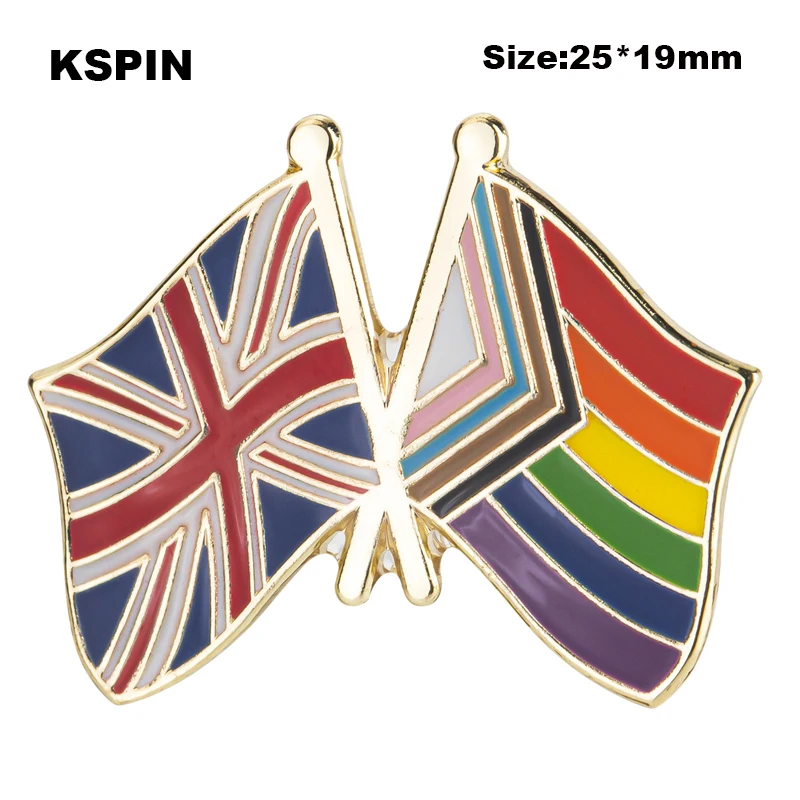 

United Kingdom & Progress Pride Flag Badge Flag Brooch National Flag Lapel Pin International Travel Pins