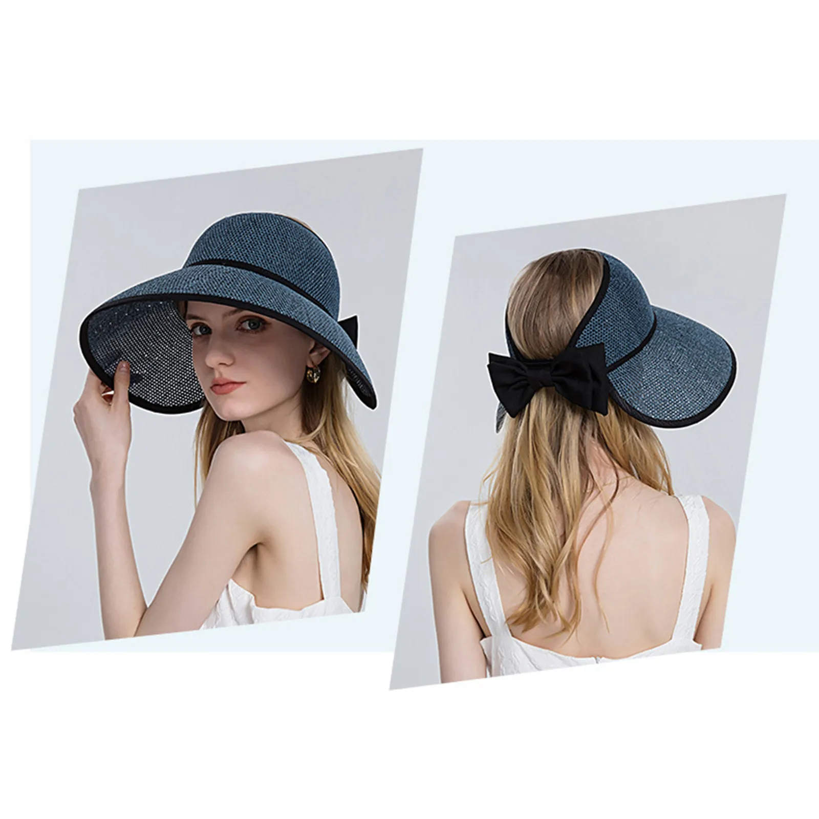 

Women Outdoor Sunscreen Sun Hat All Tethered Double Large Brimmed Sun Hat Back Packing Hat