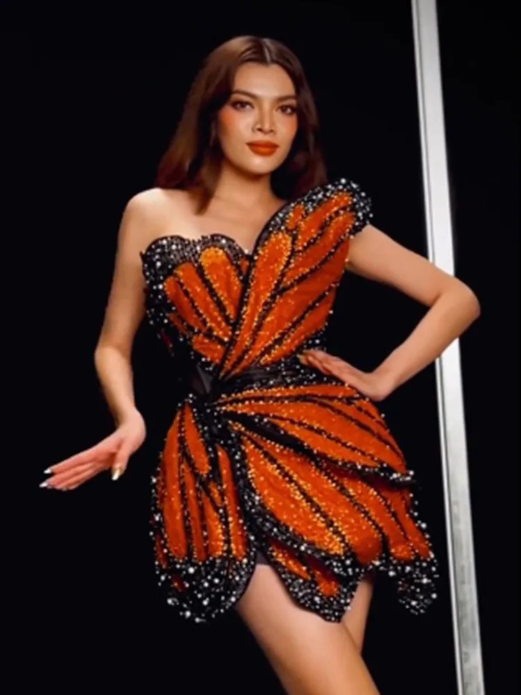 2023 дизайнерское женское платье-бабочка роскошное облегающее платье с жемчугом и